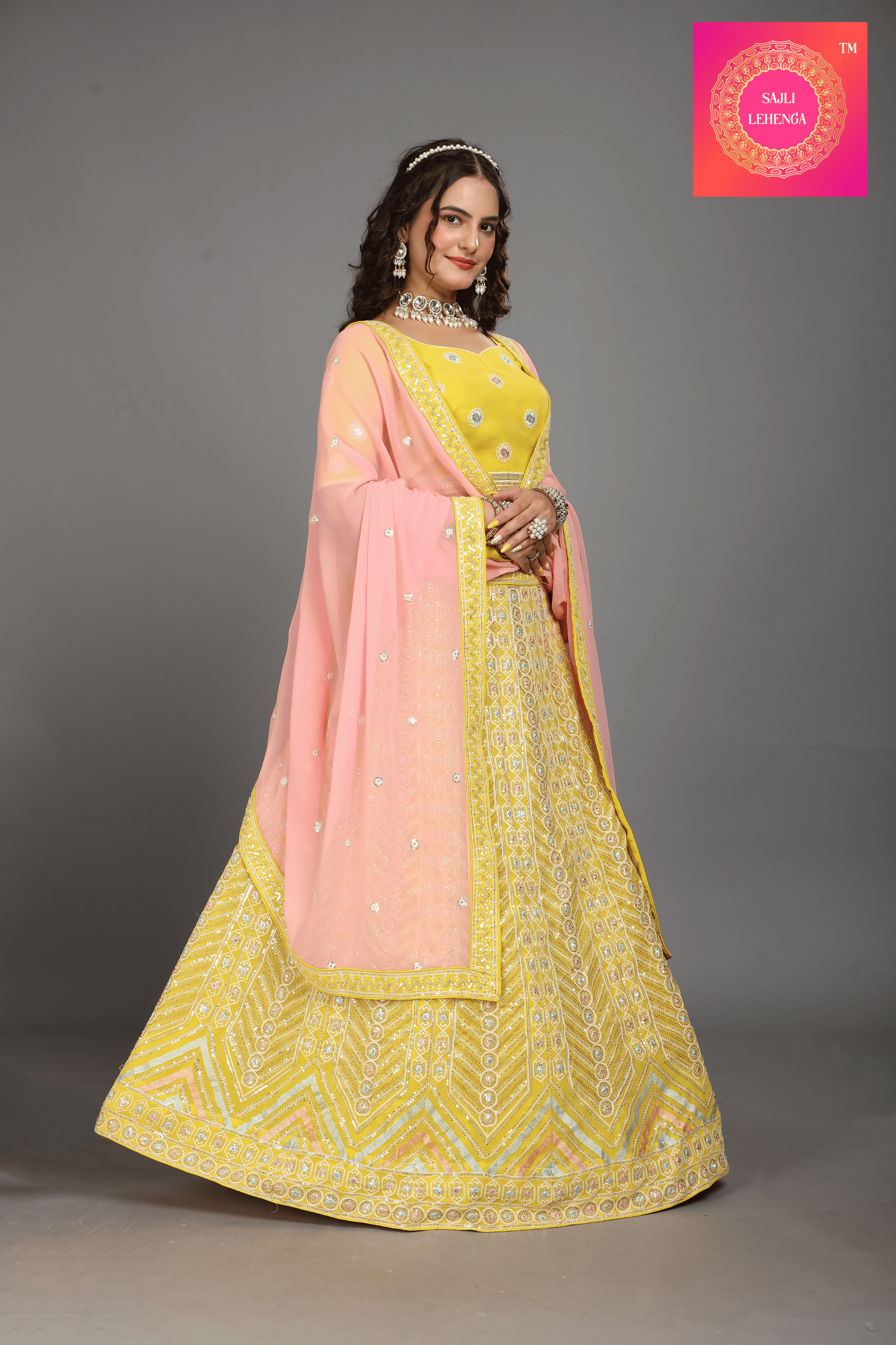 Sajli Yellow Georgette Embroidery Work Lehenga Choli S9