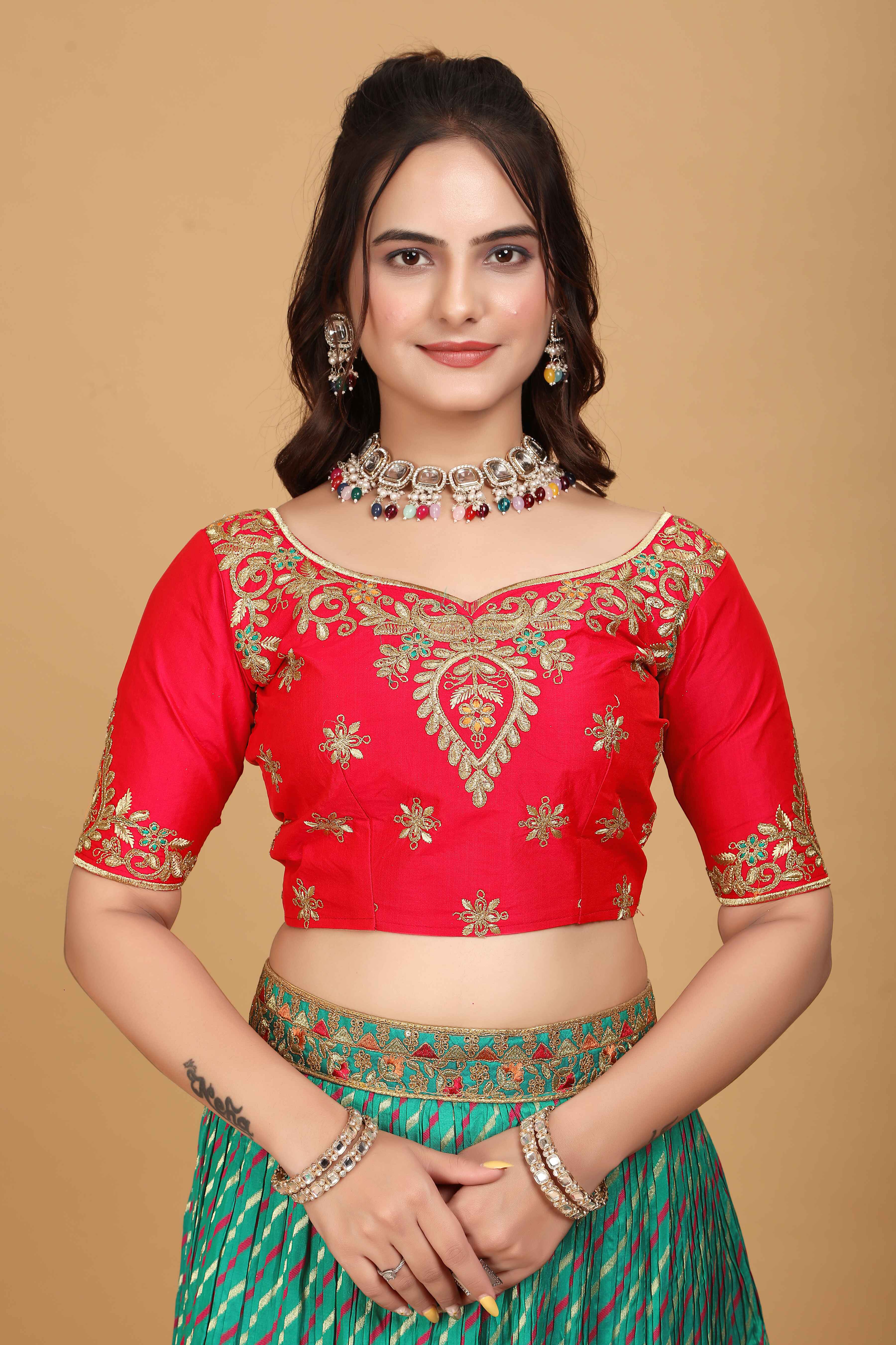 Sajli Rama Banarasi Elephant Design Lehenga Choli S29