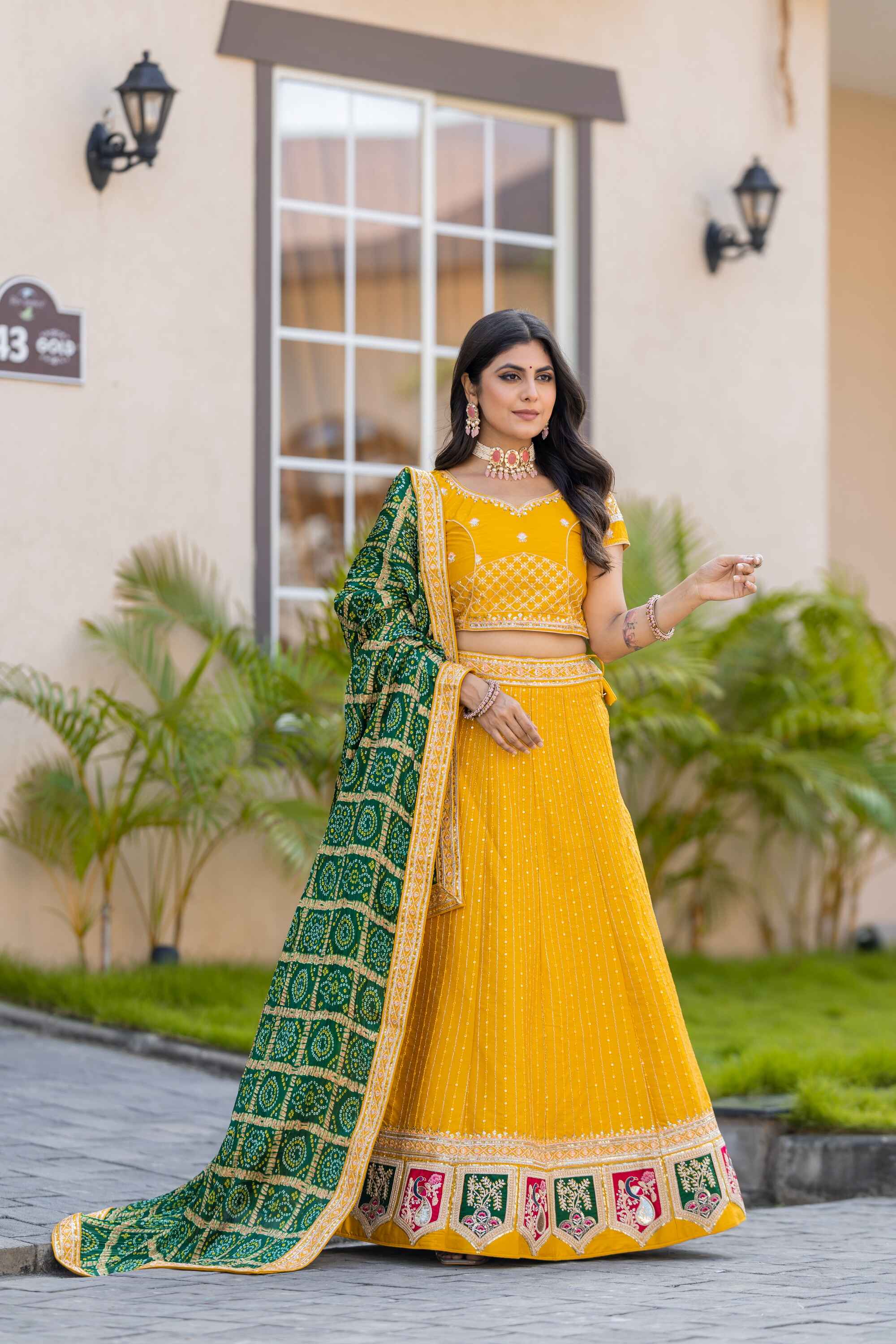 Sajli Yellow Silk Lehenga Choli With Bandhej Dupatta S39