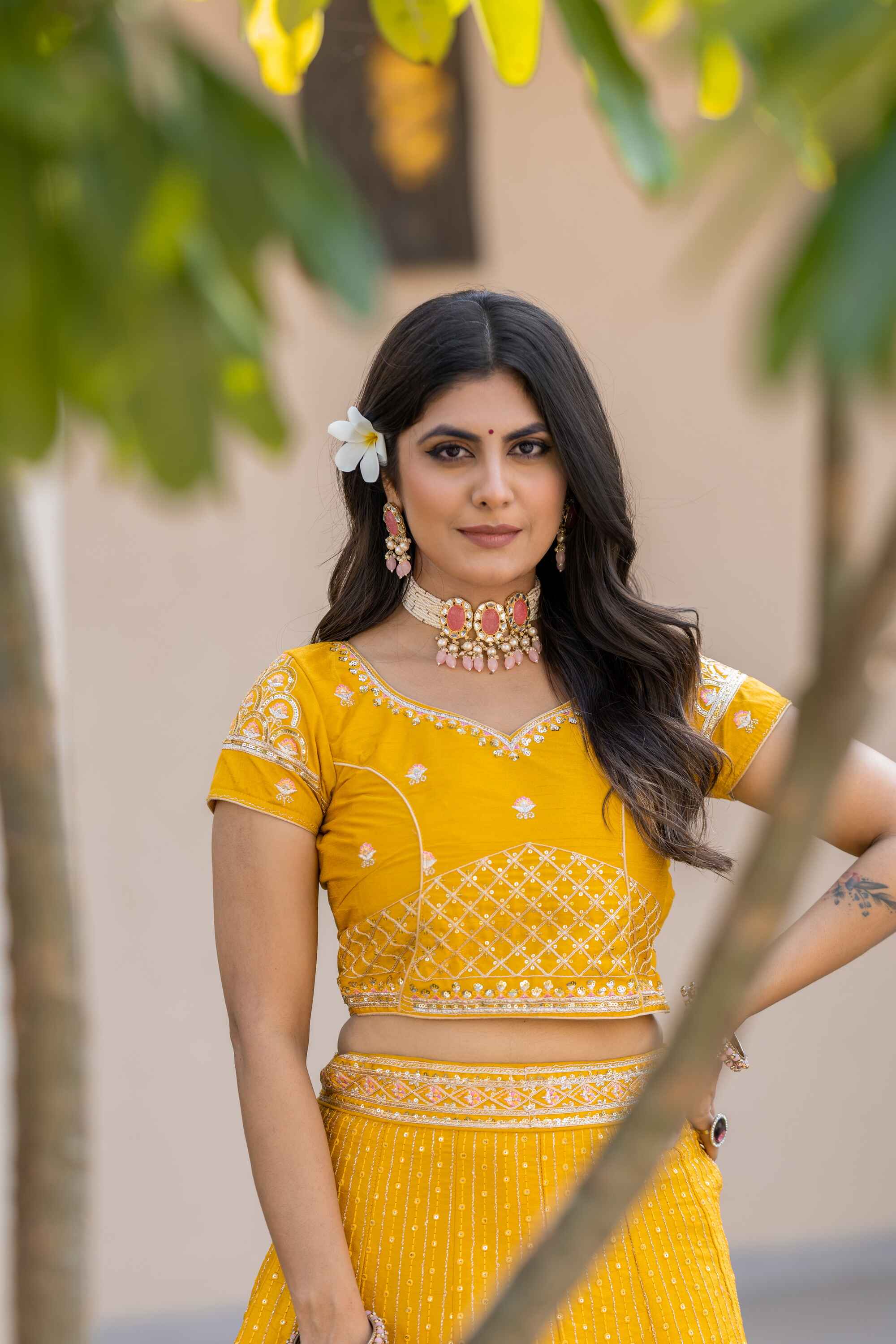 Sajli Yellow Silk Lehenga Choli With Bandhej Dupatta S39