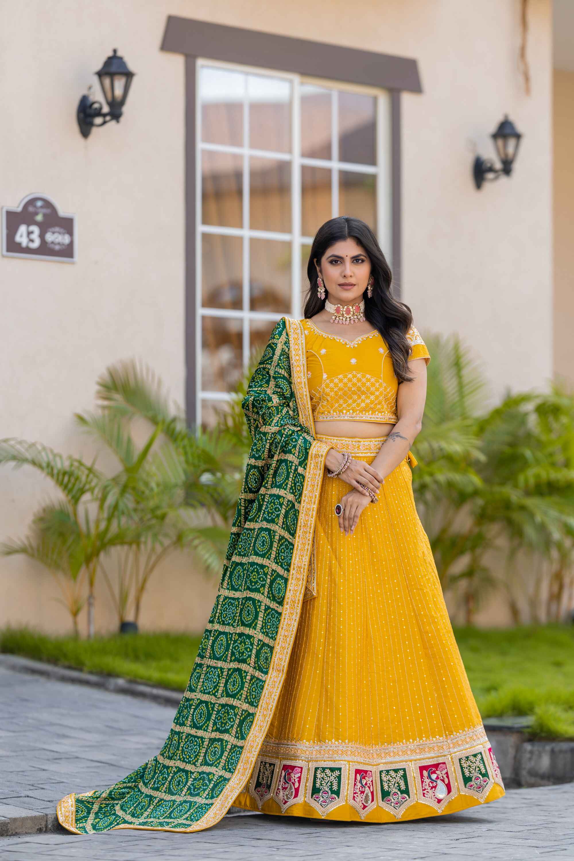 Sajli Yellow Silk Lehenga Choli With Bandhej Dupatta S39