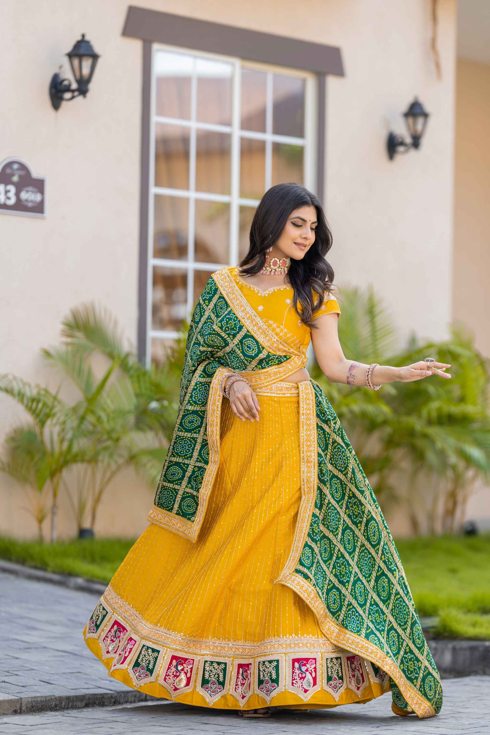 Sajli Yellow Silk Lehenga Choli With Bandhej Dupatta S39