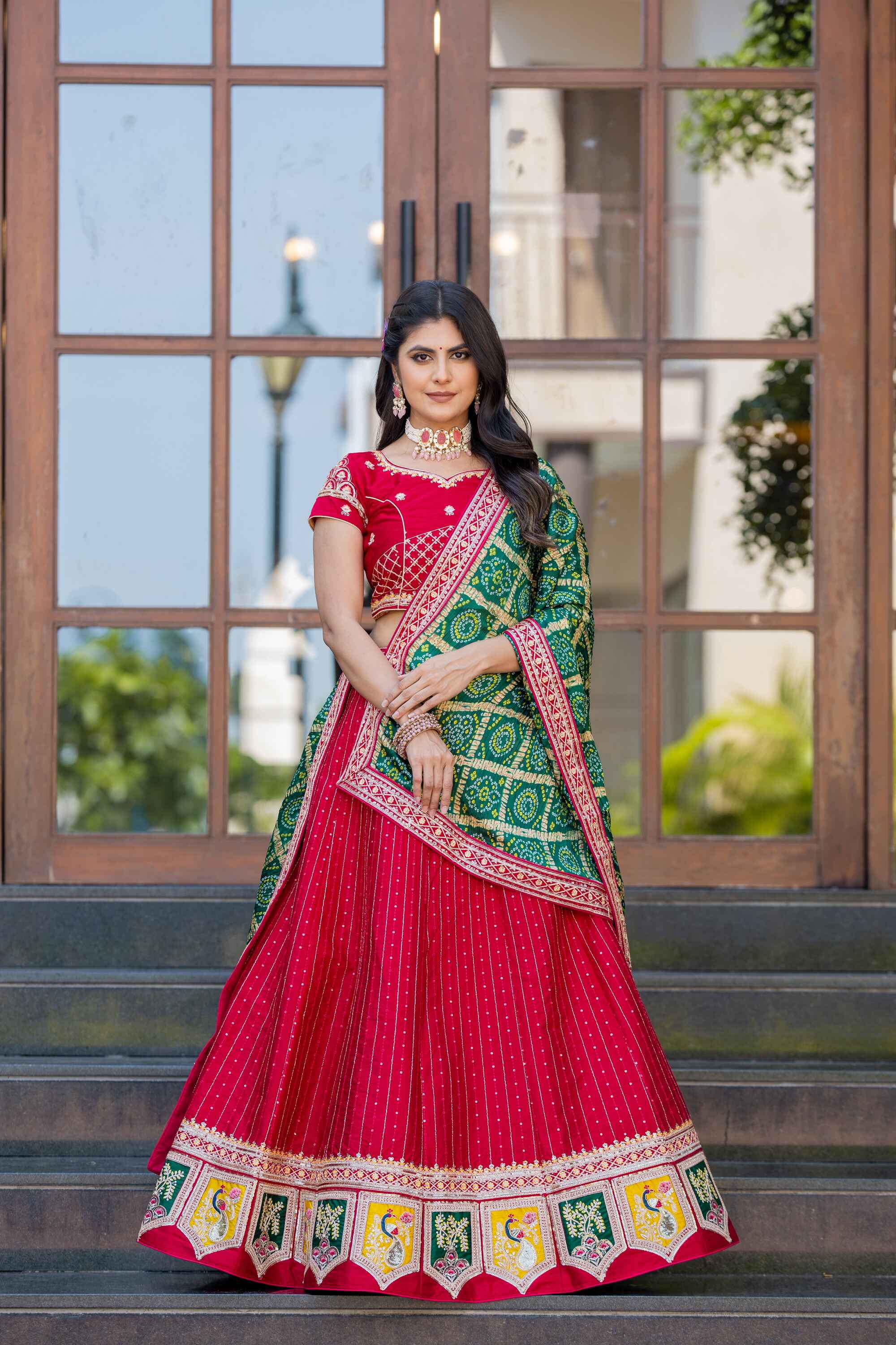 Sajli Rani Colour Silk Lehenga Choli With Bandhej Dupatta S41