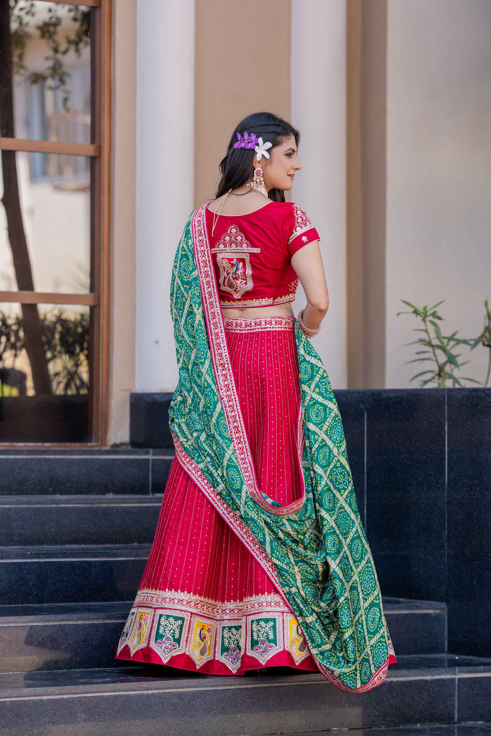 Sajli Rani Colour Silk Lehenga Choli With Bandhej Dupatta S41