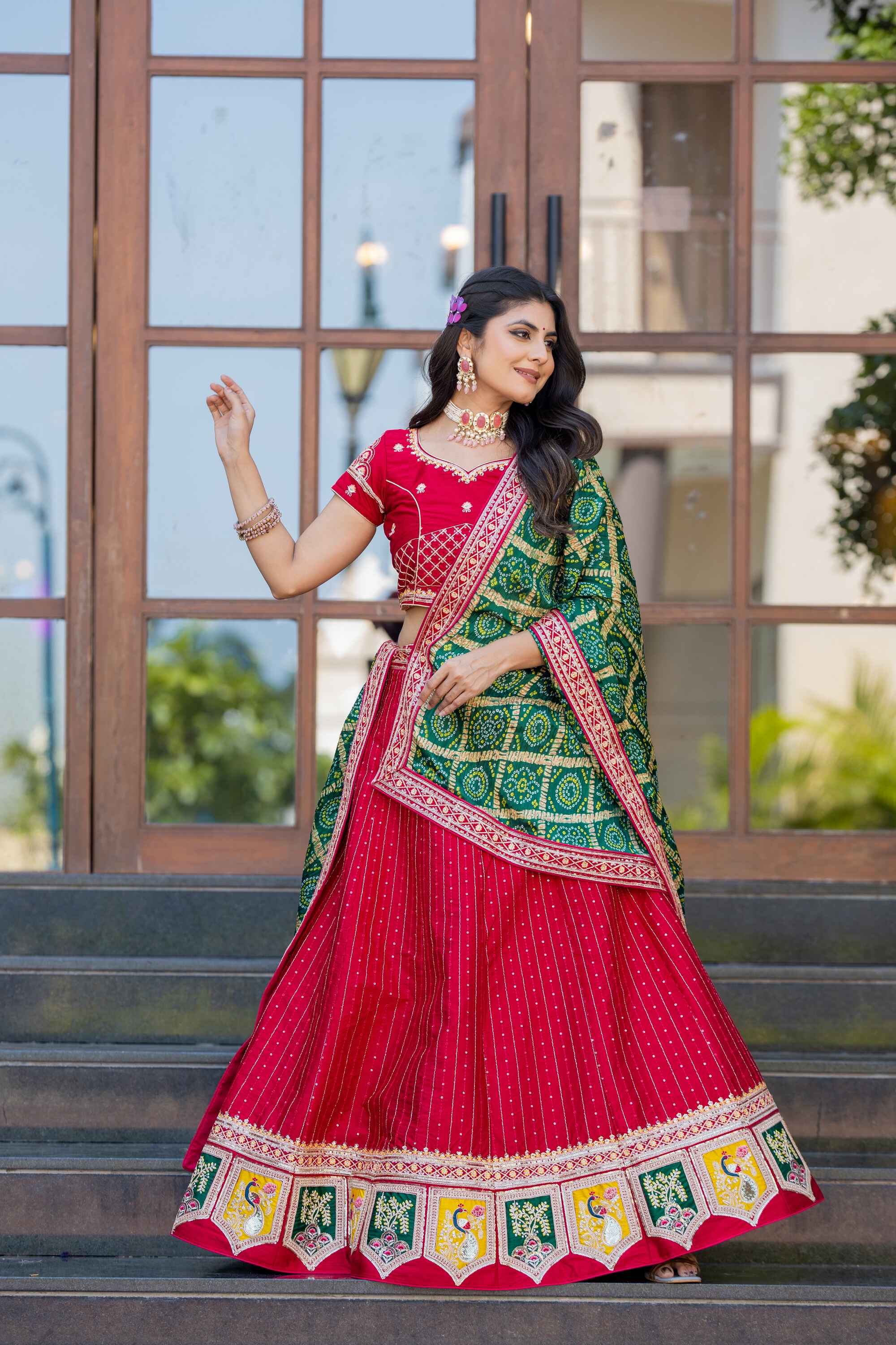 Sajli Rani Colour Silk Lehenga Choli With Bandhej Dupatta S41