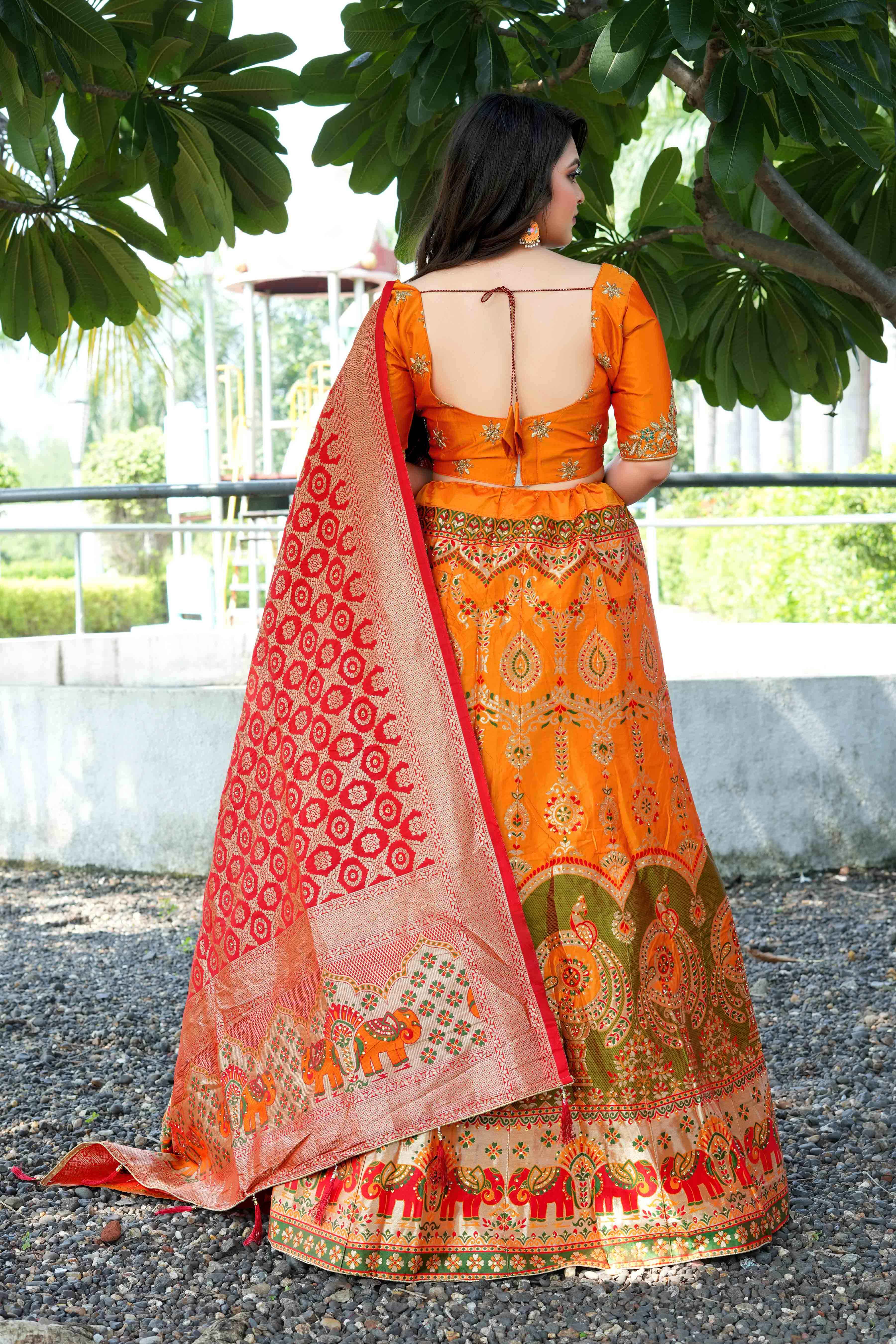 Sajli Yellow Banarasi Zari Weaving Lehenga Choli S43